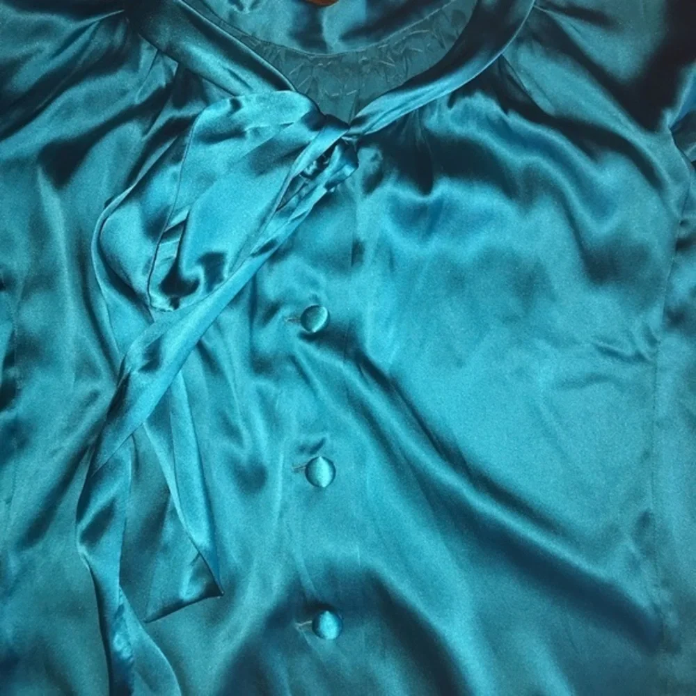 Rebecca Taylor Silk Embellished Turquoise blouse Size 2